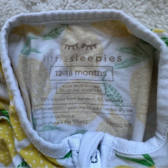 Little Sleepies | "Lemons" Bamboo Viscose One Piece Zippy | Size 12-18 Months - Picture 9 of 9